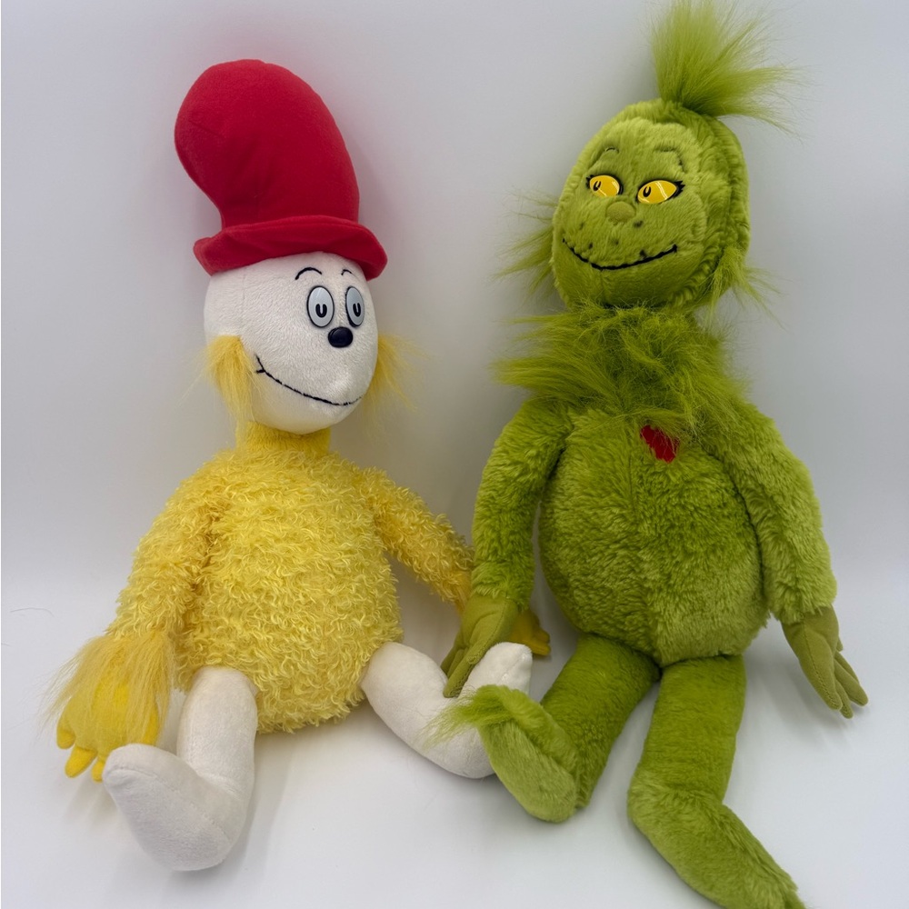 VTG Dr. Seuss Plush Bundle Lot Of 2 Sam & Grinch Stuffed Animals